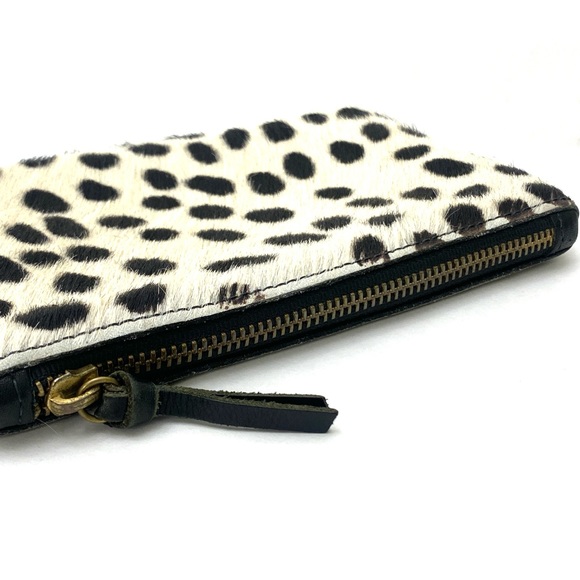 PrimeCut Women's Black Polka Dot Cowhide Mini Clutch Pouch Wallet - Picture 7 of 10